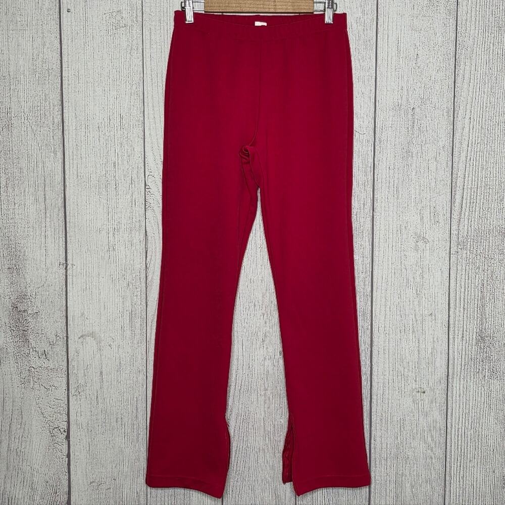 Y2K Red Flare Pants w/ Zipper Hems Vintage Chassé Cheer Sporty, sz Medium